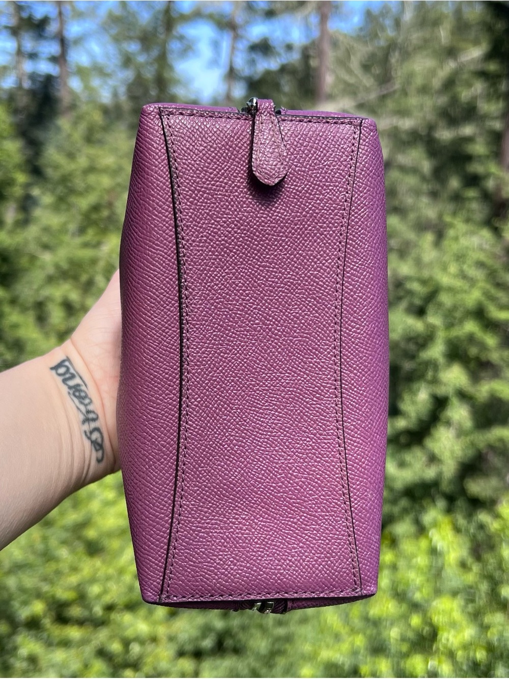 COACH Makeup Bag Small Purple Cosmetic Pouch with Silver Hardware AUTHENTIC - Picture 7 of 11
